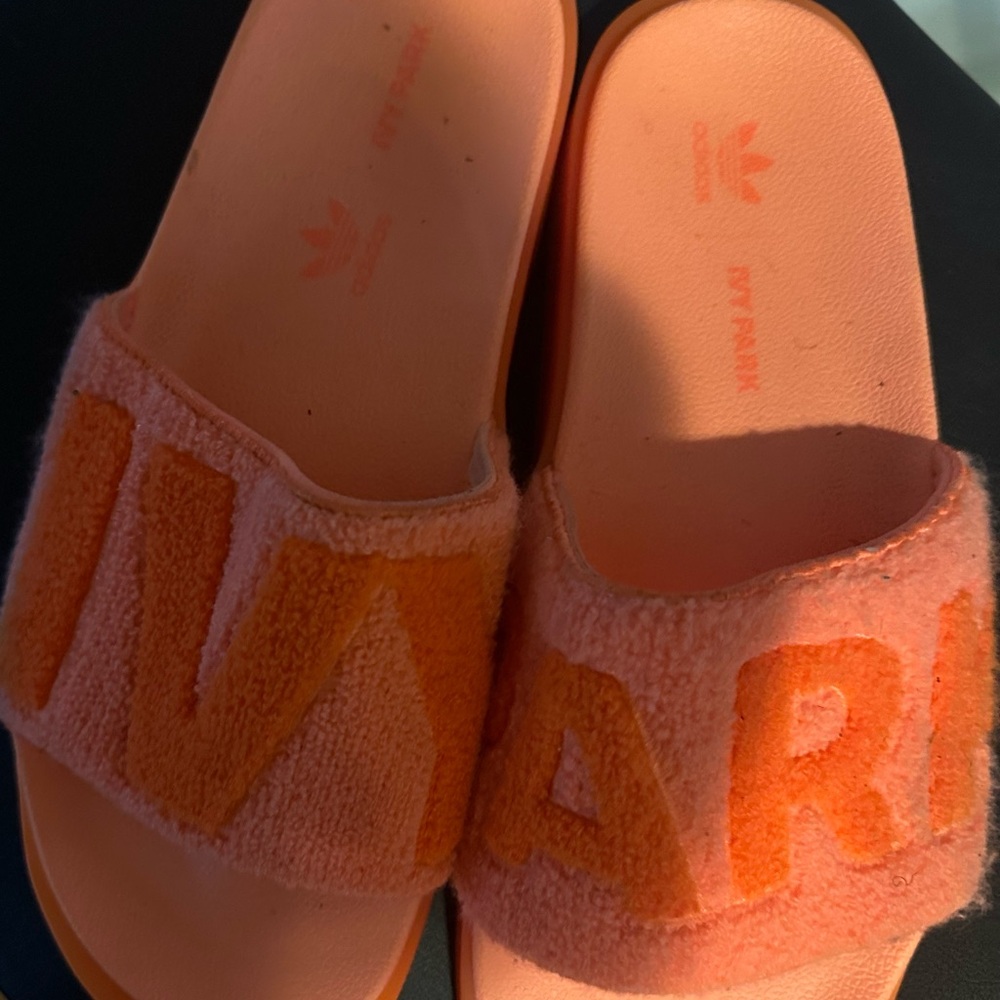 Adidas womens Orange Slide Sandals